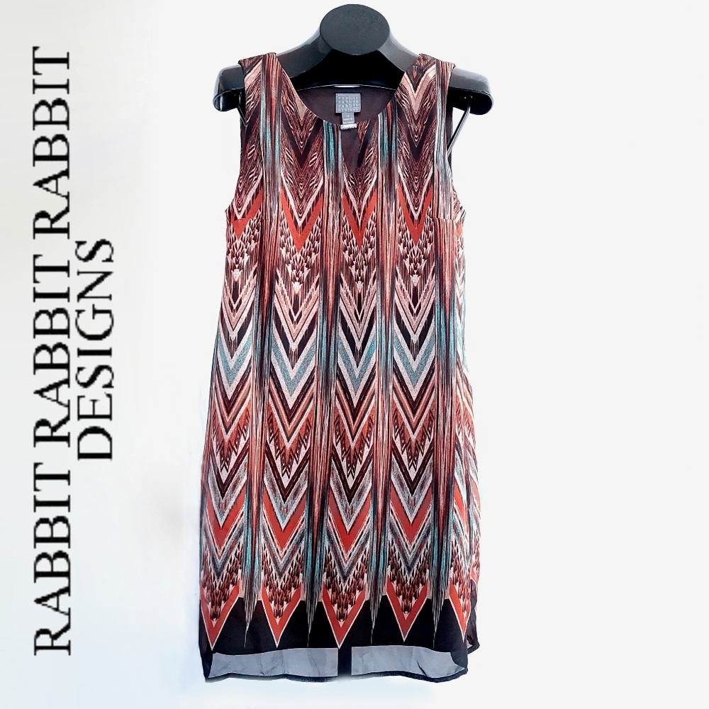 Rabbit Rabbit Rabbit Designs Azteca Print Bead Neckline Detail Size 14